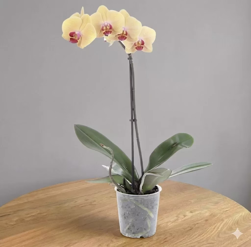 Orquídea de una vara a domicilio en Bogotá con tarjeta personalizada.