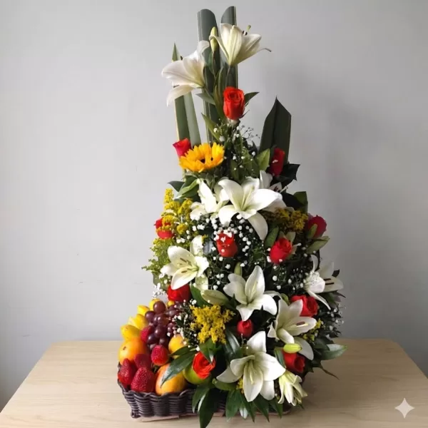 Arreglo de flores a Domicilio Bogotá – Lirios y frutas