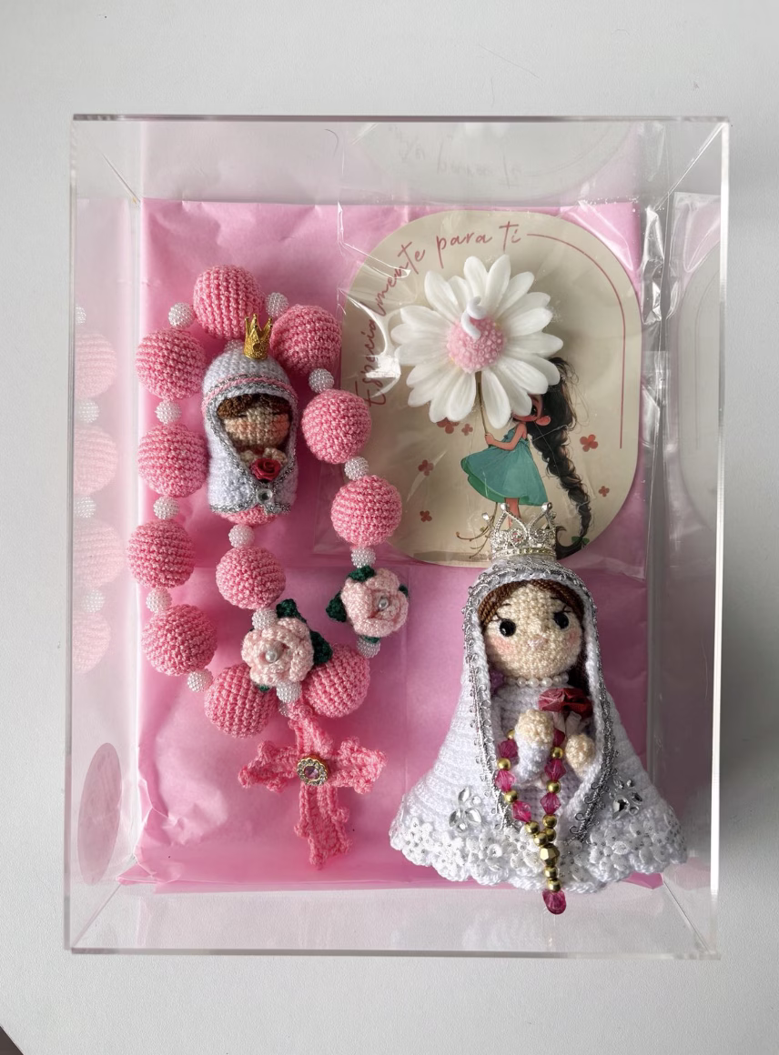 Detalle Sorpresa Bogotá Día de la Madre - Virgen con Rosario y Vela Aromatizada